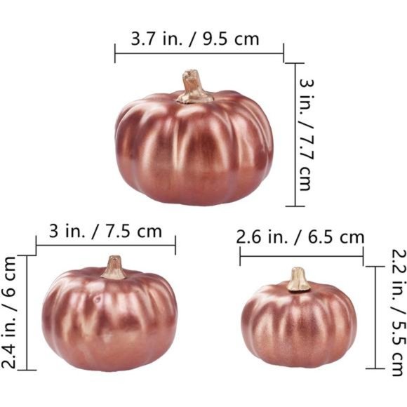 12Pcs Small Artificial Rose Gold Pumpkins Decorative Fall Pumpkins Foam Pumpkins - Picture 7 of 7